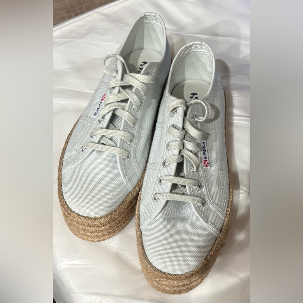 Superga 2790 Canvas with Rope Platform Sneakers - Like New - 9.5/41 - Light Gray